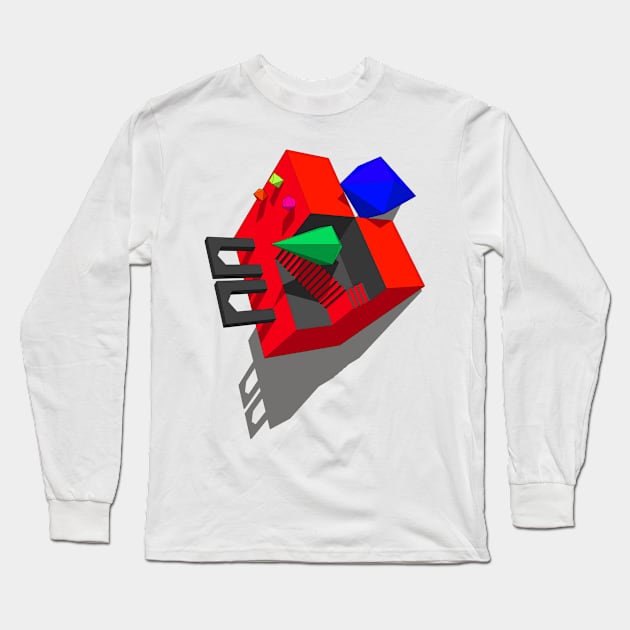 Geometrical Choice Red Cube Long Sleeve T-Shirt by Zeroeroroo